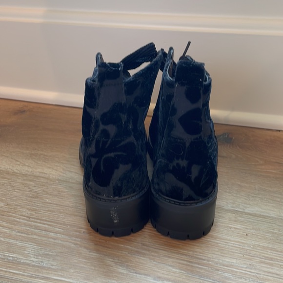 ShuShop women's black damask velvet combat boots 7 gothic punk - Picture 3 of 5